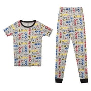 Prince of Sleep Pajamas for Boys Snug-Fit Cotton Boys PJ Set Short Sleeve Tee \u0026 Jogger Pant (Grey - Race Cars Short Sleeve With Pant, 8 Years)